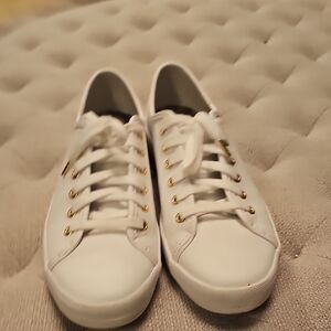 Keds White Sneakers with Gold Eyelets